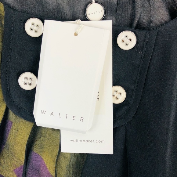 NWT WALTER BAKER BLACK FLORAL SILK DRESS 2 - Picture 5 of 11